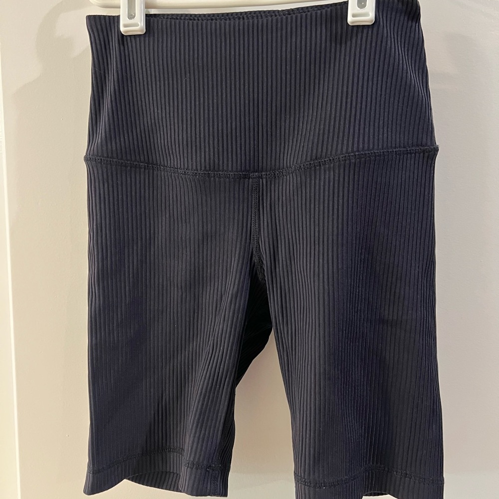 Women's Athletic Navy Ribbed Shorts